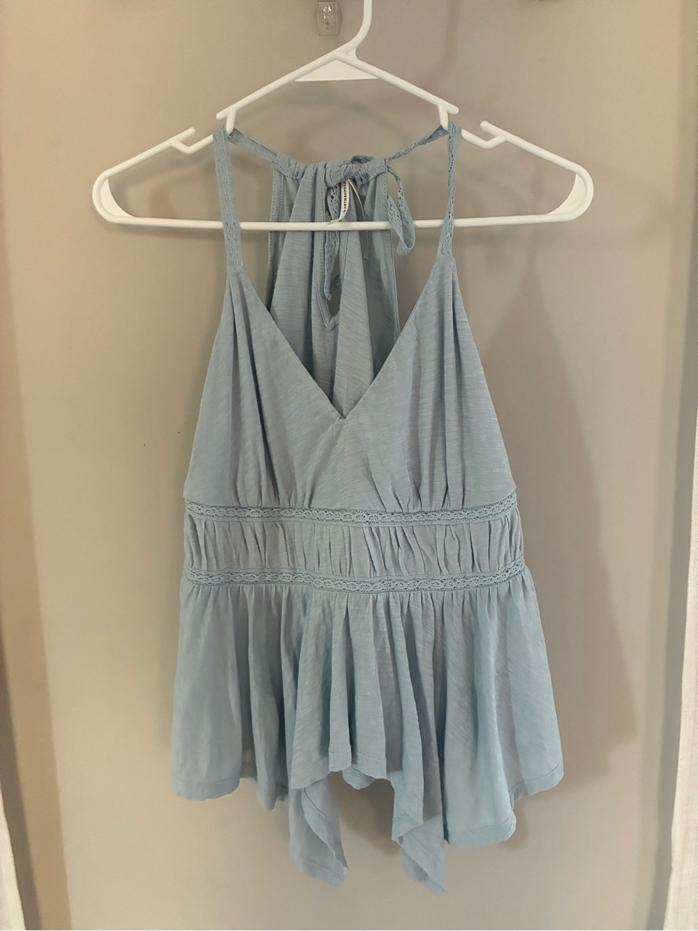 Anthropologie light Blue Womens Halter Ruffle Tank Top